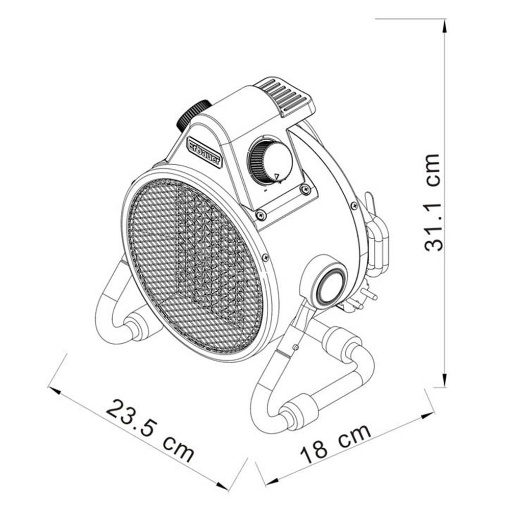 Erbauer Space Heater Cooler Workshop Electric Garage Portable Compact Fan - Image 2