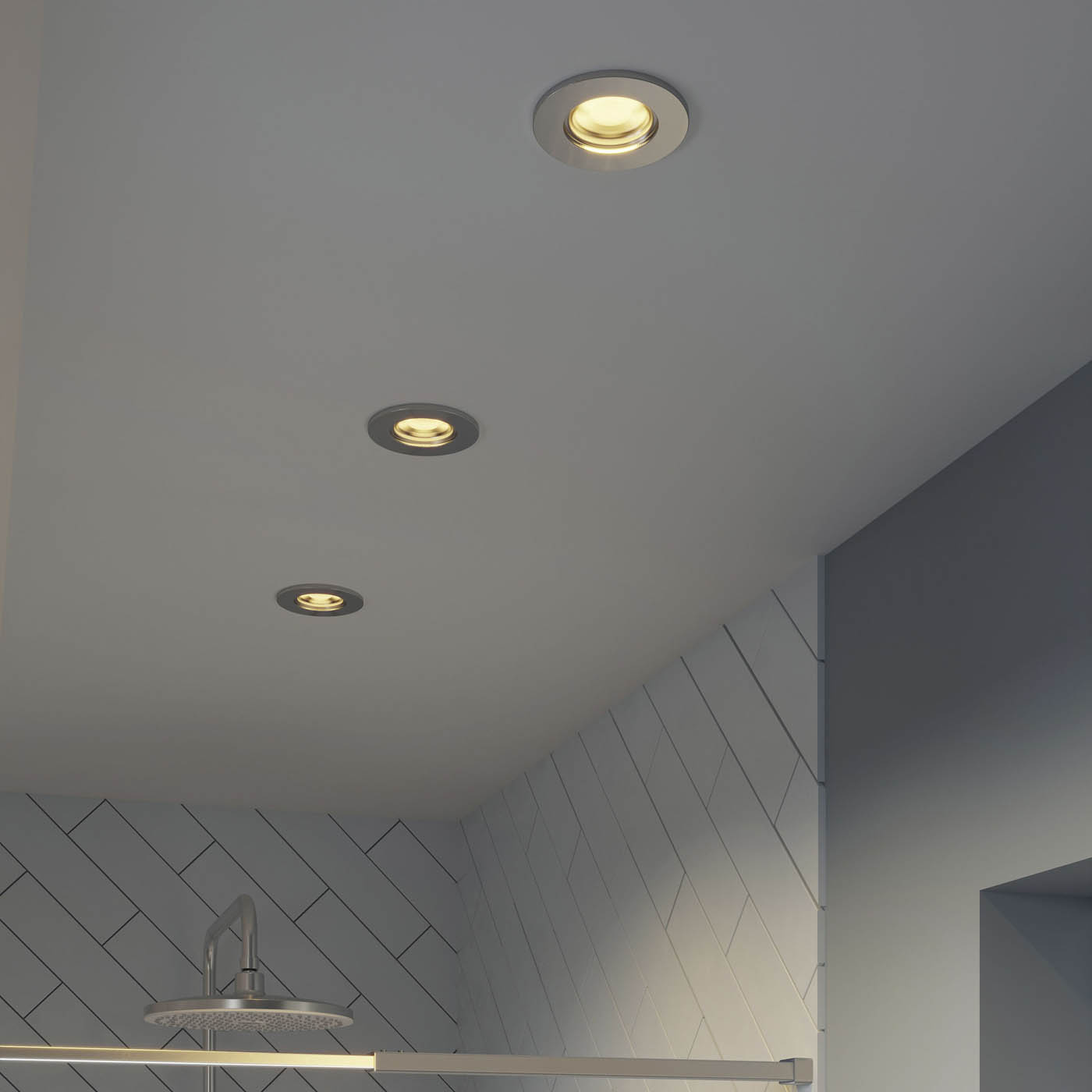 Downlight LED Chrome Effect Warm White Fixed Fire Rated Dimmable IP65 10 Pack - Image 2