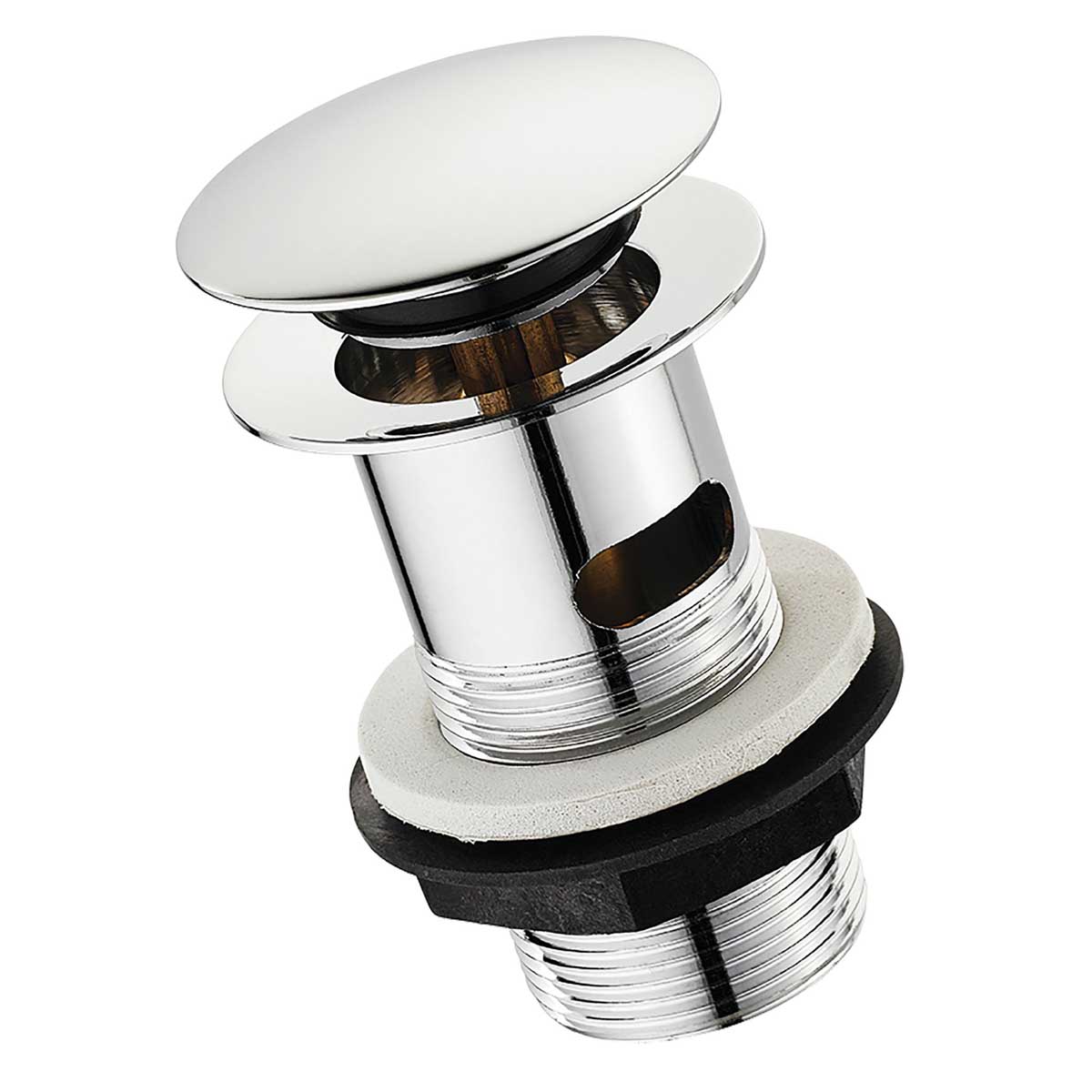 Basin Sink Waste Click Up Slotted Chrome Plated Metal Plastic (Dia)32.75mm - Image 1