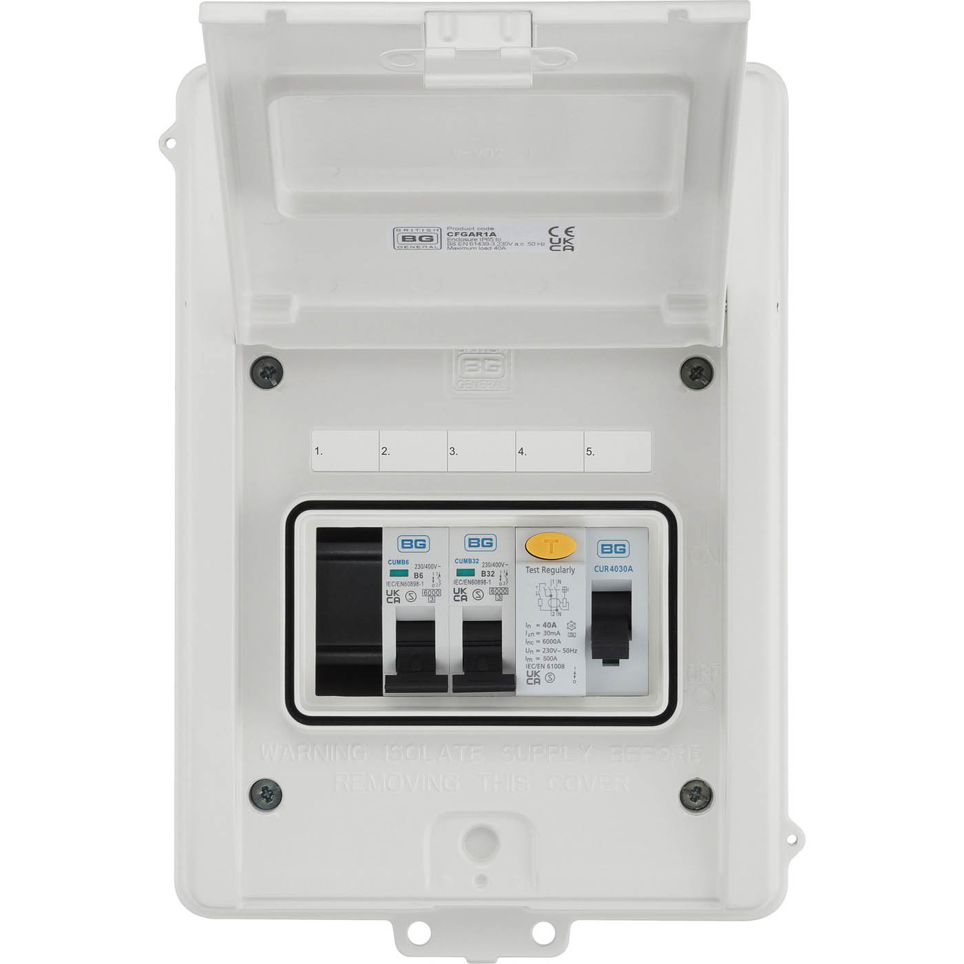 BG 3-way Garage Consumer unit with 40A mains switch - Image 2