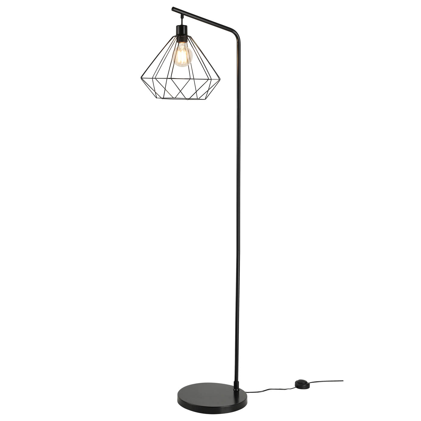Floor Lamp Matt Black Metal Standing E27 Geometric Shade Modern 40W (H)1.6m - Image 3