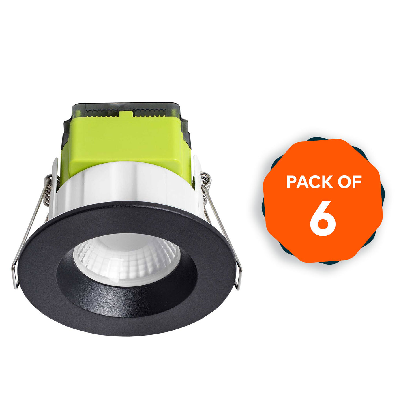 Luceco LED Downlight Black Fire Rated Cool And Warm White Spotlights Pack Of 6 - Image 1
