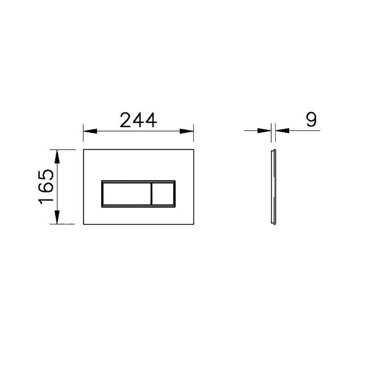 Vitra Dual Flushing Plate Plastic Matt Black Cistern Mounted (H)165mm (W)244mm - Image 6