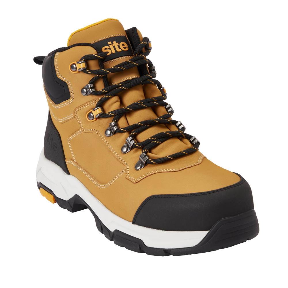 Site Leather Safety Boots Mens Tan Regular Fit Steel Toe Cap Action Size 9 - Image 2