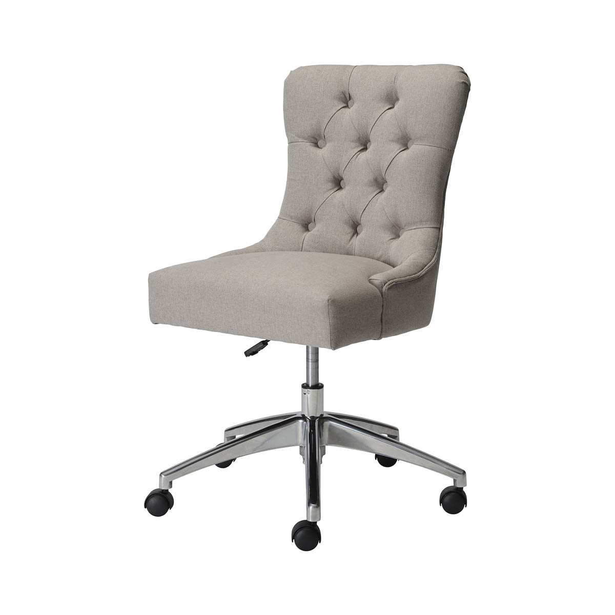 Office Chair Grey Linen Effect Swivel Adjustable Height Contemporary Home - Image 1