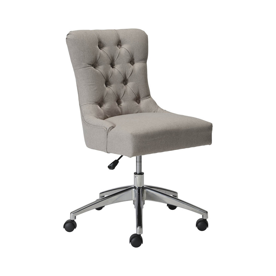 Office Chair Grey Linen Effect Swivel Adjustable Height Contemporary Home - Image 4