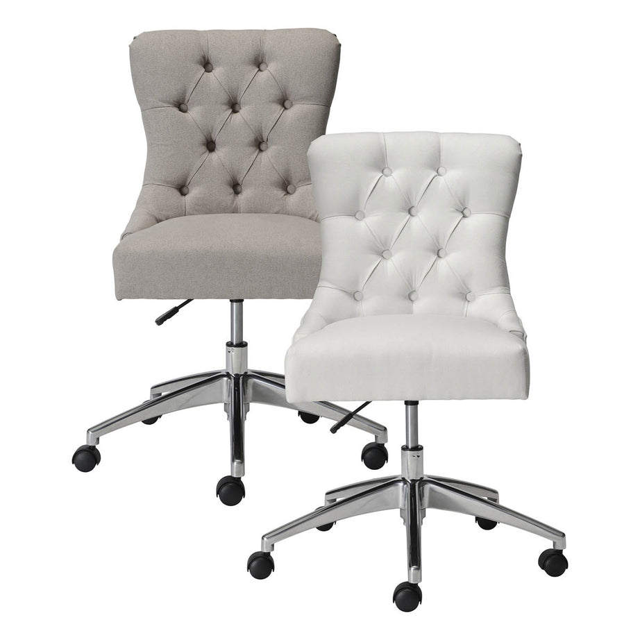 Office Chair Grey Linen Effect Swivel Adjustable Height Contemporary Home - Image 6