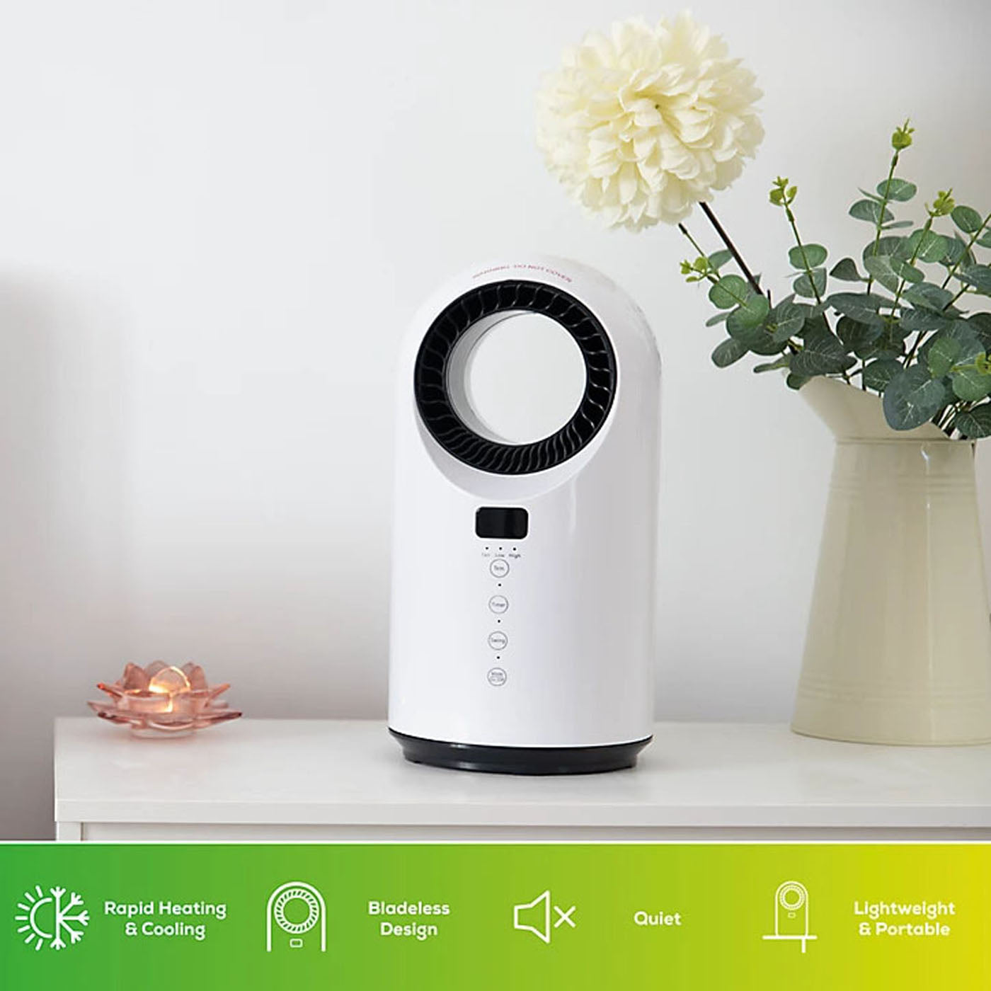 TCP Fan Heater Cooler Smart LED White Freestanding Plastic IPX0 1500 W - Image 3