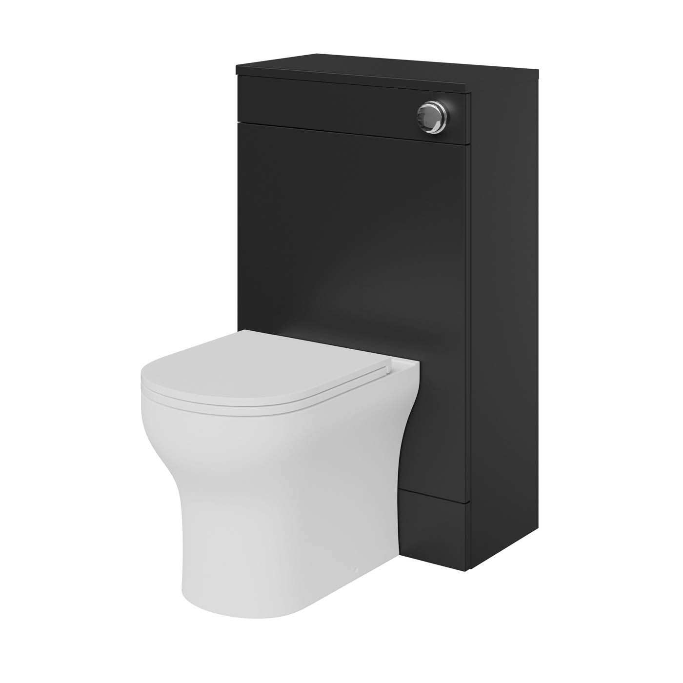 Toilet Cabinet Imandra Freestanding Matt Black WC Unit Bathroom Modern 84x50cm - Image 5