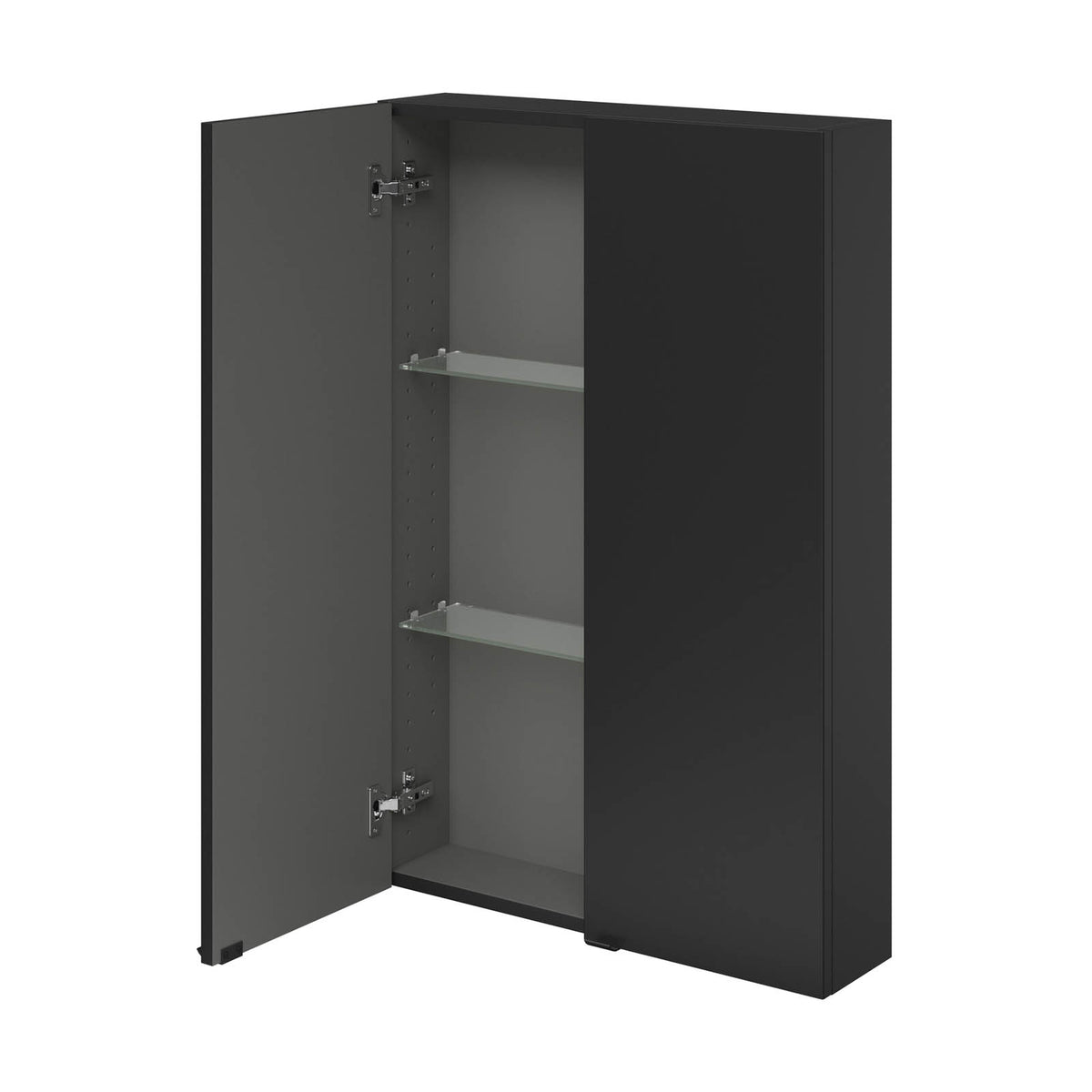 Bathroom Double Wall Cabinet Imandra Matt Black Soft Close Modern H90xW60cm - Image 5