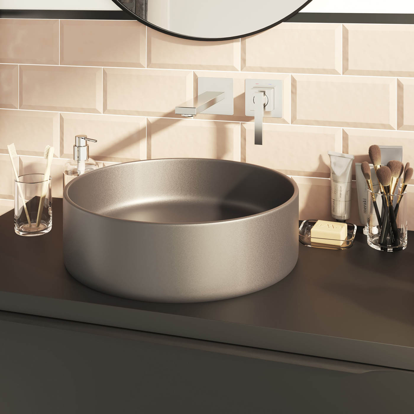 Imandra Bathroom Cabinet Under Sink Matt Black Wall-Mounted (H)600mm (W)800mm - Image 2