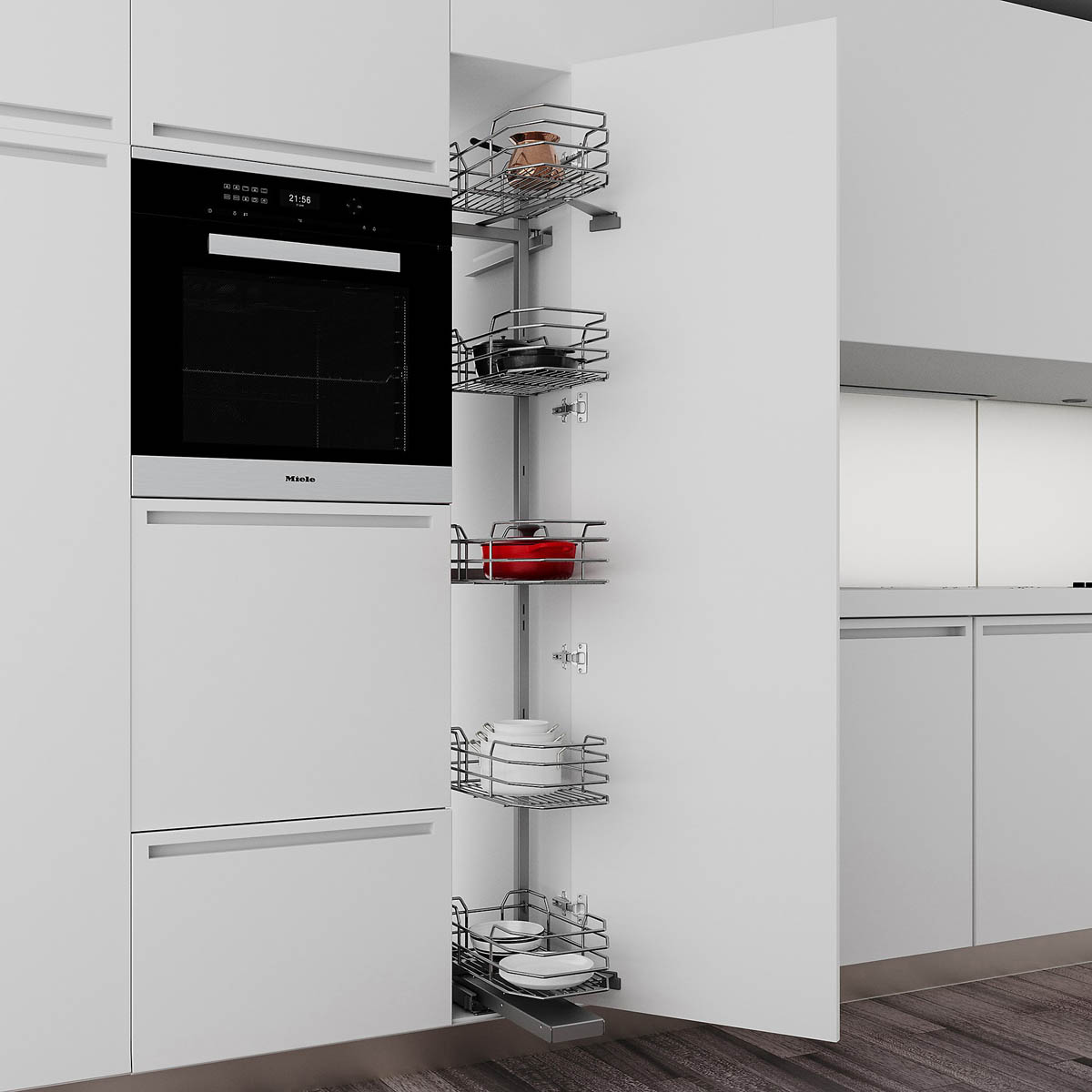 Pull Out Storage Runner Stainless Steel Chrome Effect 300mm Larder Unit (L)470mm - Image 1