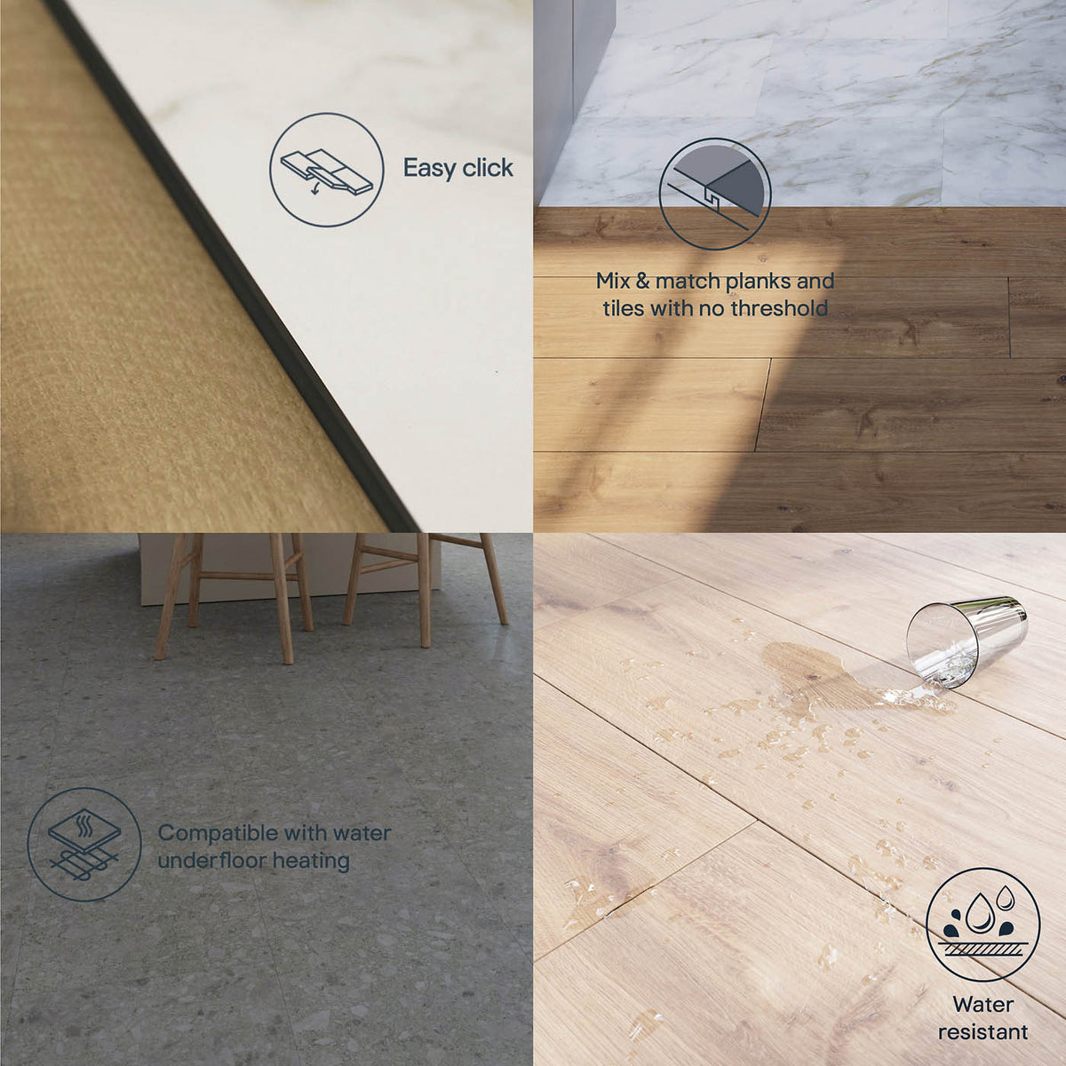 Click Vinyl Planks Walnut Oak Effect Textured Water Resistant T4.5mm 2.36m² - Image 8