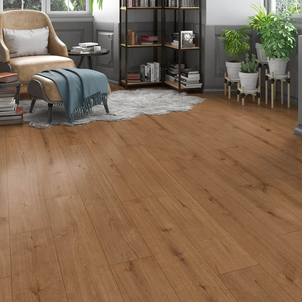 Click Vinyl Planks Walnut Oak Effect Textured Water Resistant T4.5mm 2.36m² - Image 9