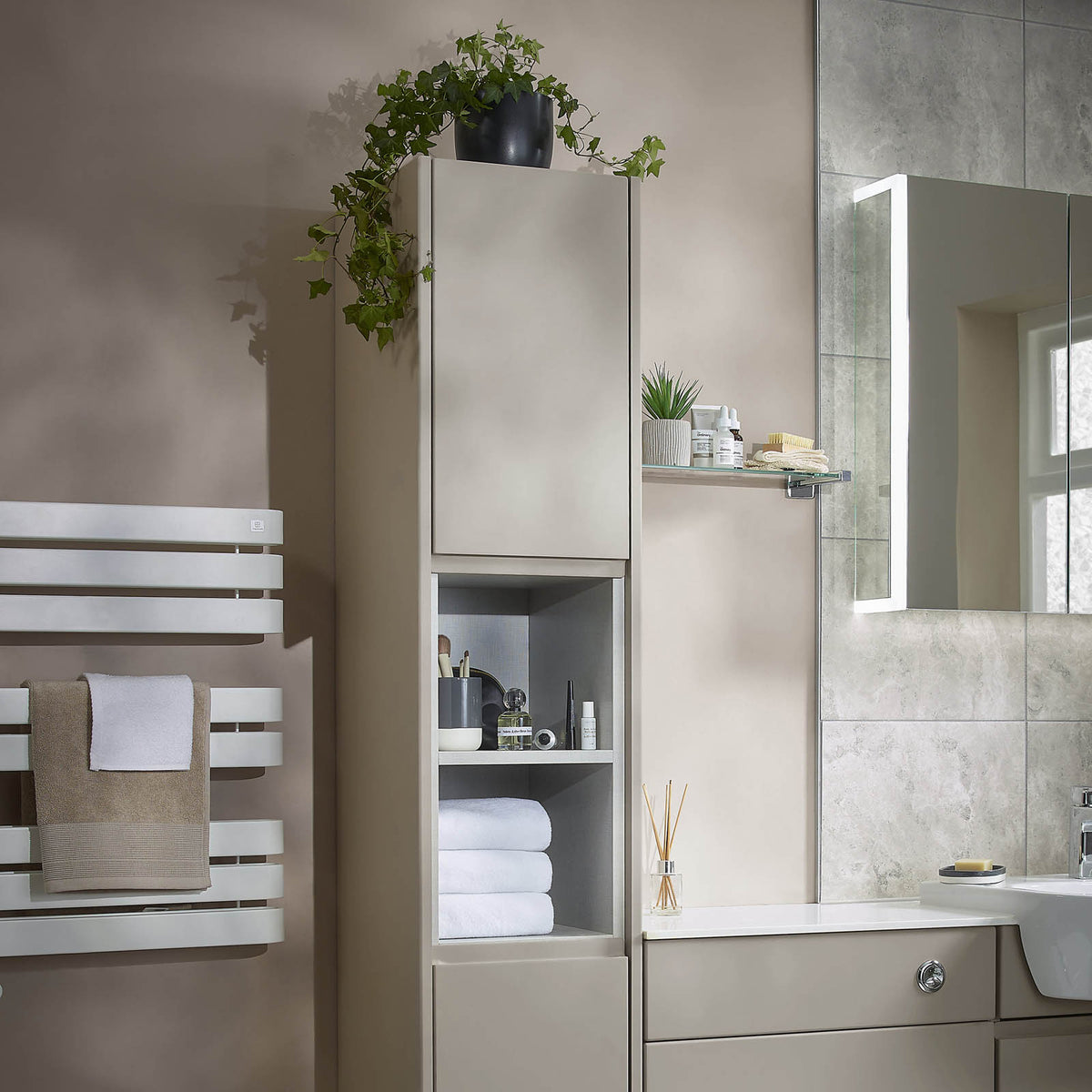 Bathroom Cabinet End Panel Westport Matt Stone Grey Contemporary (H)720mm - Image 3