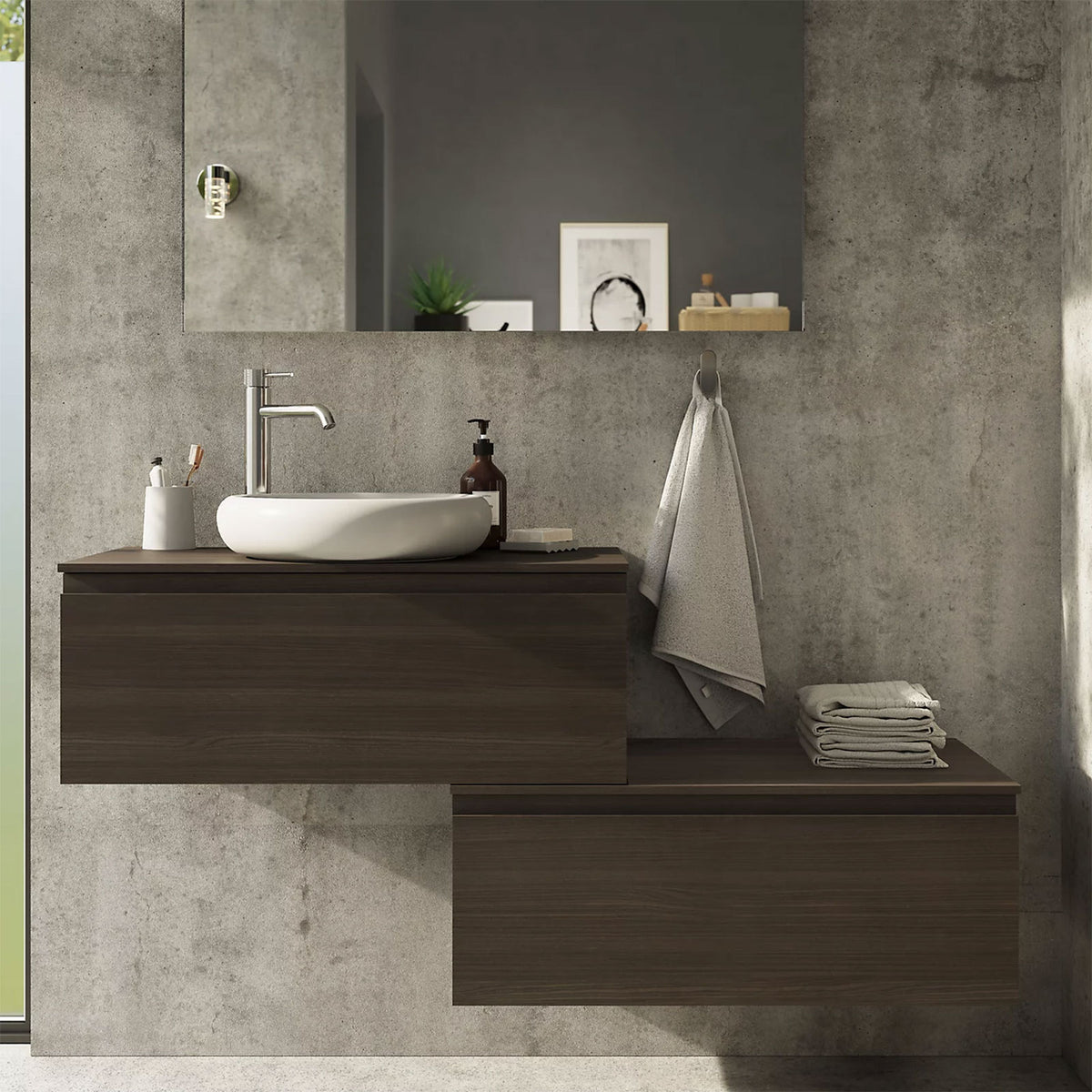 GoodHome Kentia Bathroom Vanity Worktop Plywood 803 x 452mm Basin Top - Image 4