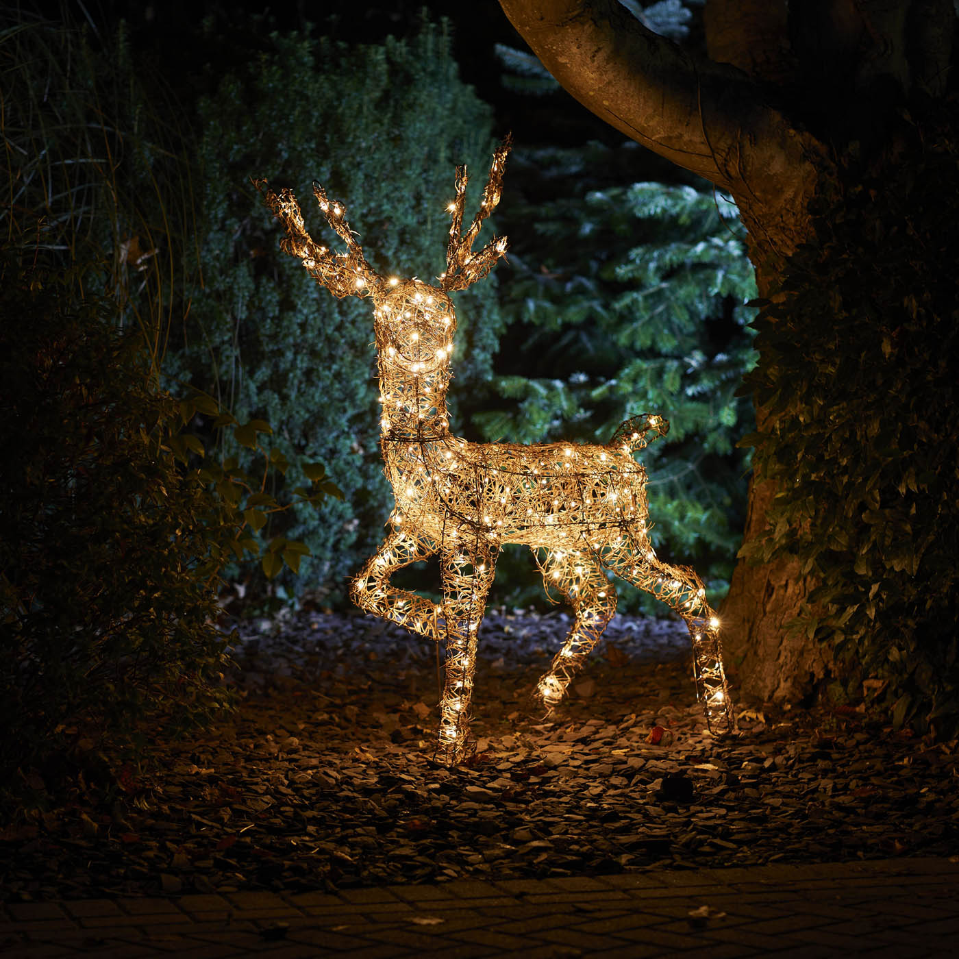 LED Christmas Reindeer Silhouette Warm White Timer Freestanding Home (H)137cm - Image 2