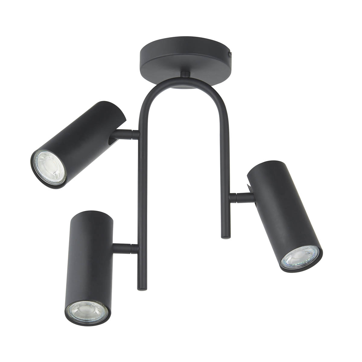 Spotlight 3 Light Matt Black Metal Adjustable Heads Dimmable Modern (H)350 mm - Image 3