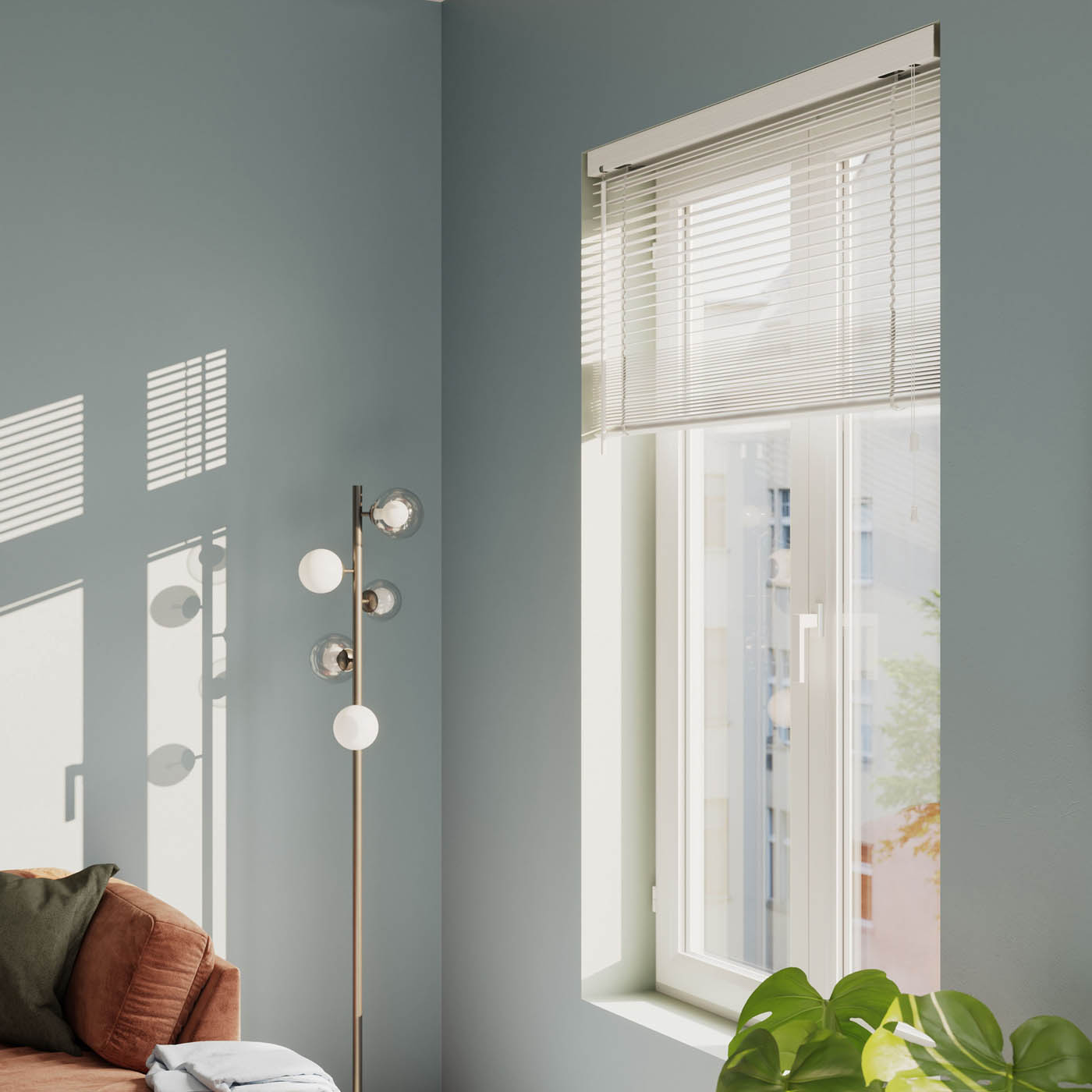 Venetian Blind White Adjustable Moisture Resistant Modern (W)180cm (L)180cm - Image 1
