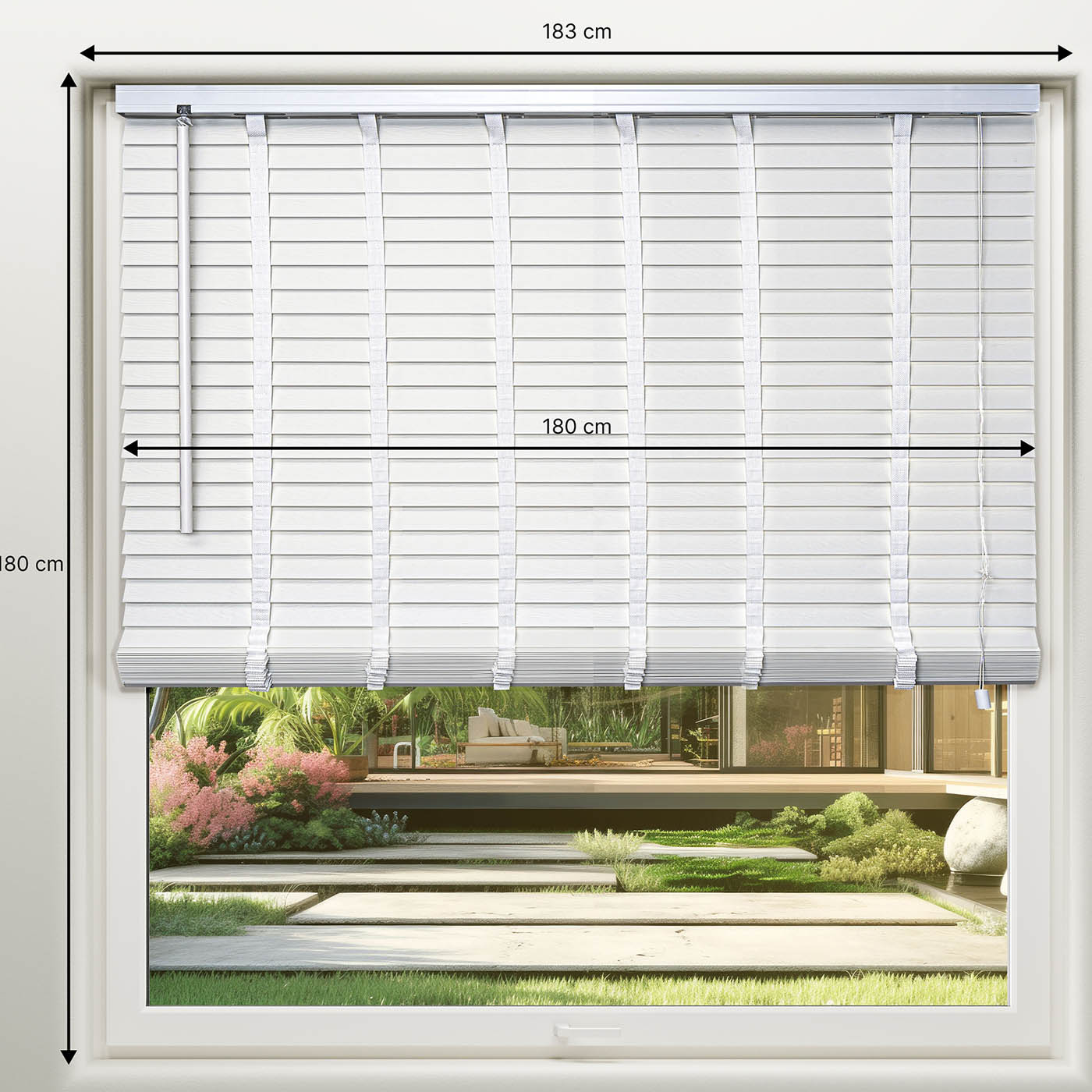 Venetian Blind White Adjustable Moisture Resistant Modern (W)180cm (L)180cm - Image 6