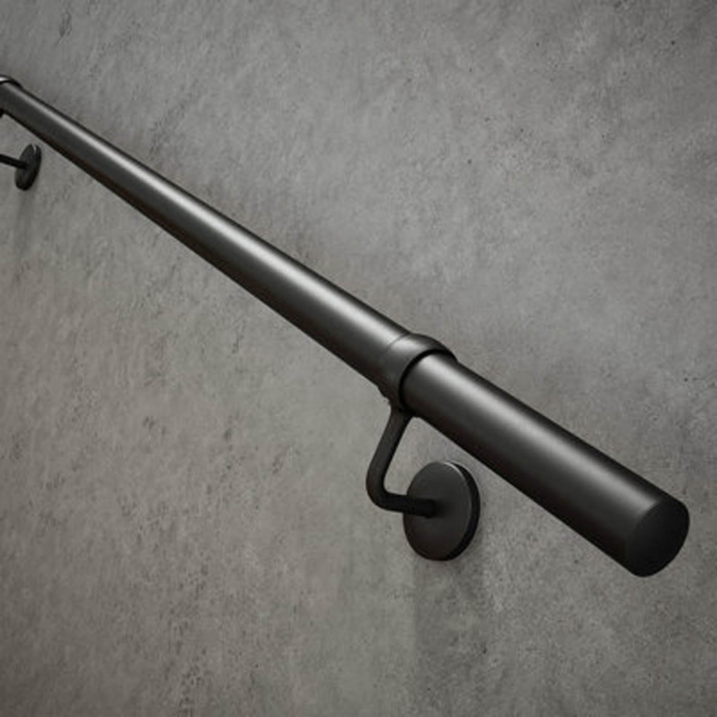 Rothley Stair Handrail Kit Internal Matt Black Steel Rounded Modern 3.6M - Image 2