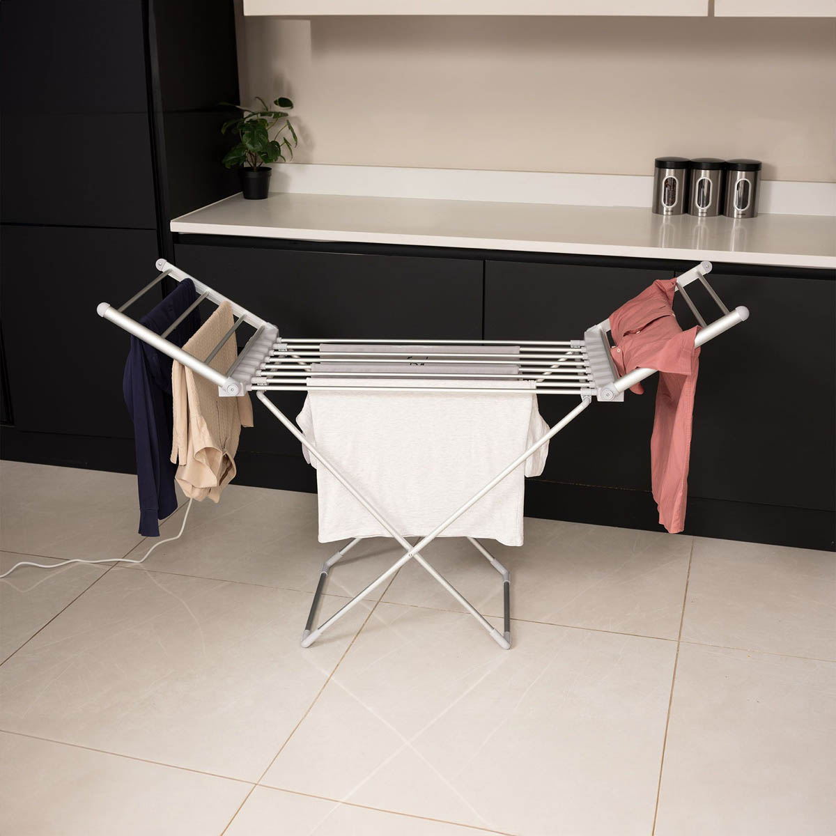 Addis Heated Airer Aluminium Plastic White Foldable (H)740mm (W)1460mm - Image 2