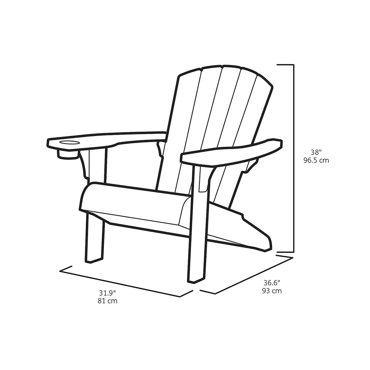 Keter Adirondack Garden Chair Grey Resin Outdoor Patio Furniture - Image 2