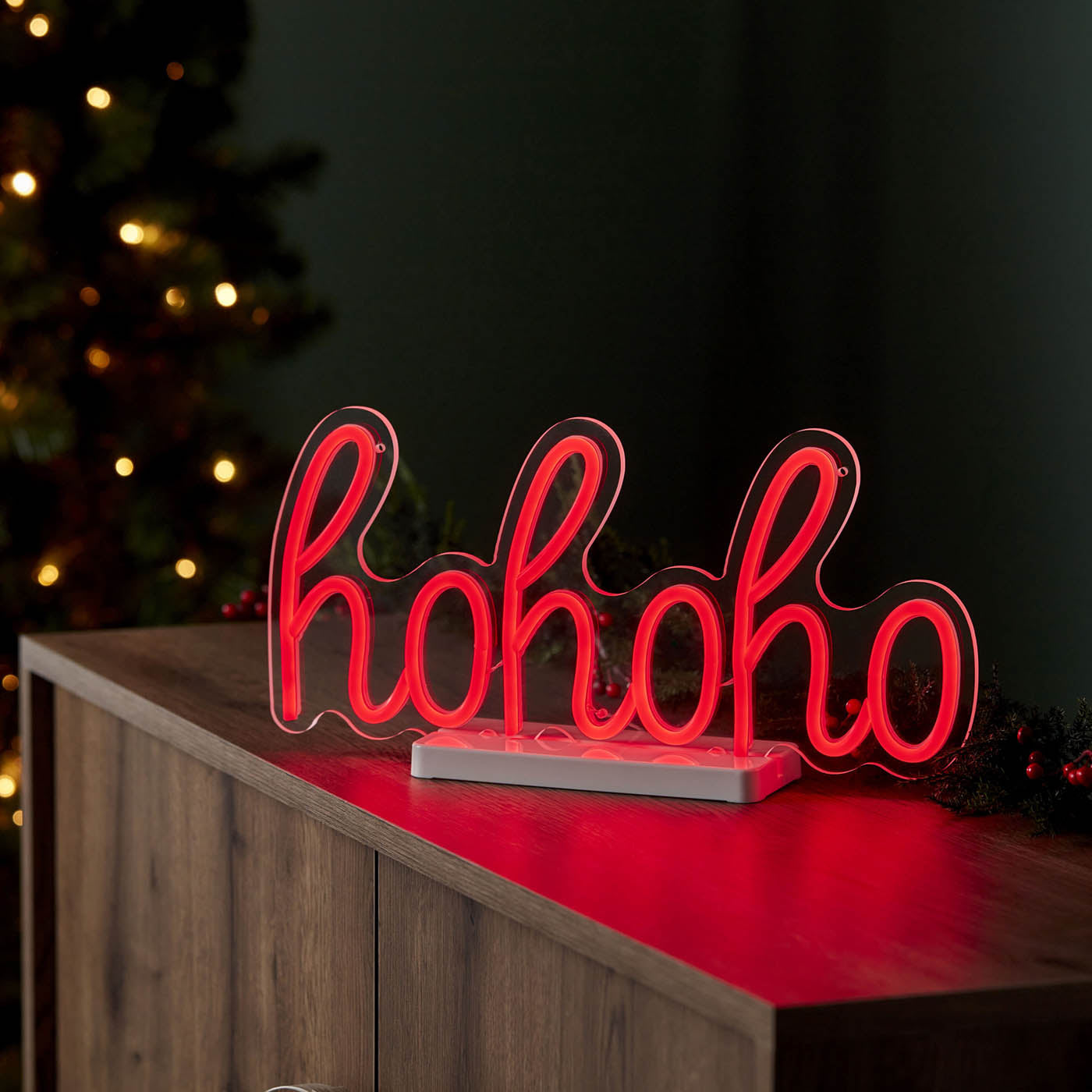Christmas LED Silhouette Hohoho Indoor Pre-lit Red Light Timer Home Decoration - Image 5