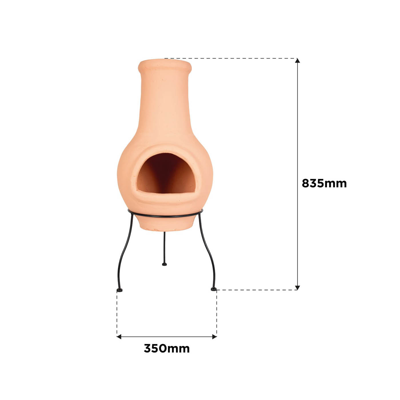 La Hacienda Clay Chiminea Terracotta Outdoor Garden Heater (H)83.5cm (W)35cm - Image 2