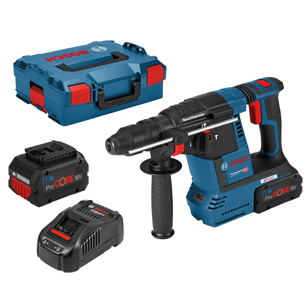 Bosch SDS Plus Drill GBH18V-26F Cordless 18V 2x8Ah Brushless Heavy Duty - Image 1