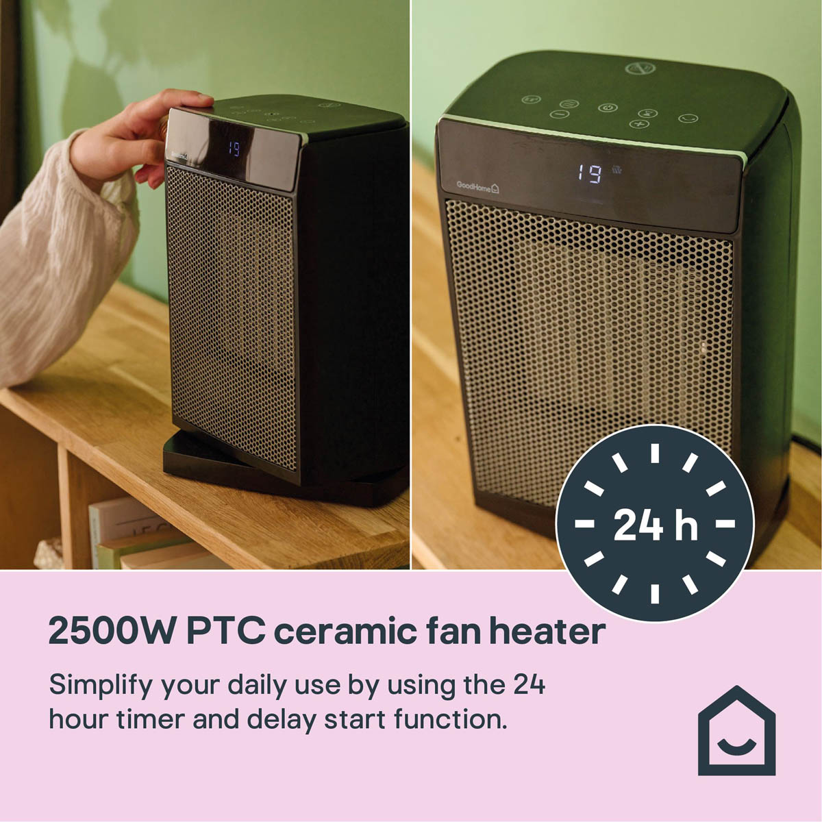 GoodHome 2.5W Black Fan heater - Image 9