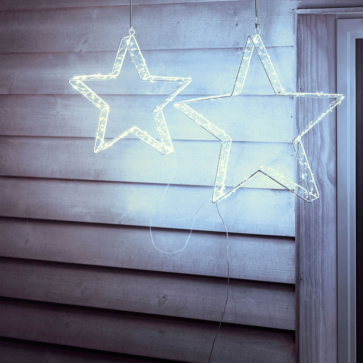 LED Stars Christmas Silhouette Ice And Warm White Timer Indoor Home - Image 3