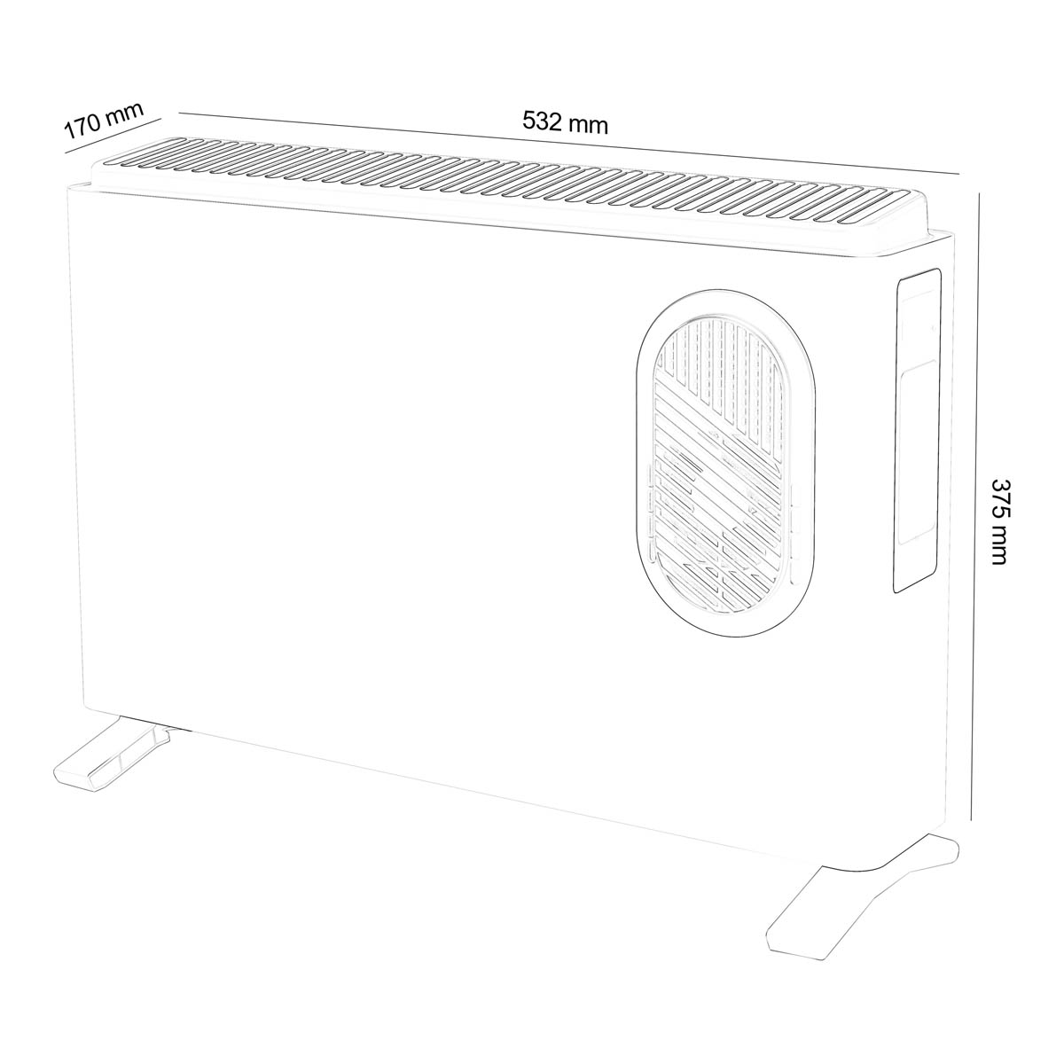 Convector Heater 2000W White Portable Freestanding Timer 2 Heat Settings - Image 2