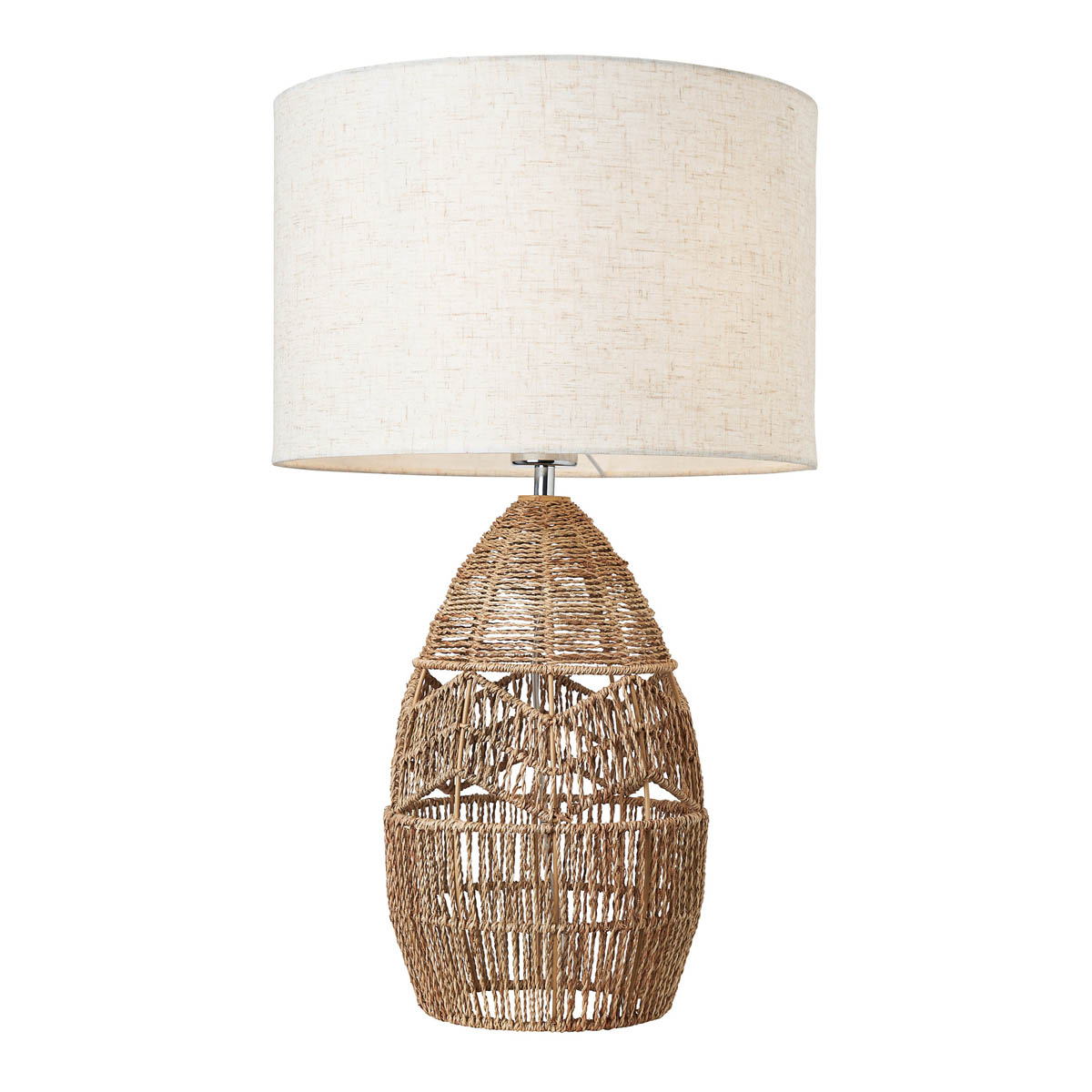 Inlight Table Lamp String Round Matt Natural Rattan Effect Drum Shade Modern - Image 3