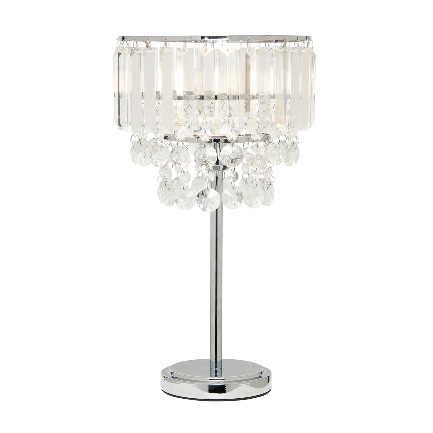 Inlight Table Lamp Tiered Glass Crystal Round Polished Chrome Effect (H)44cm - Image 2