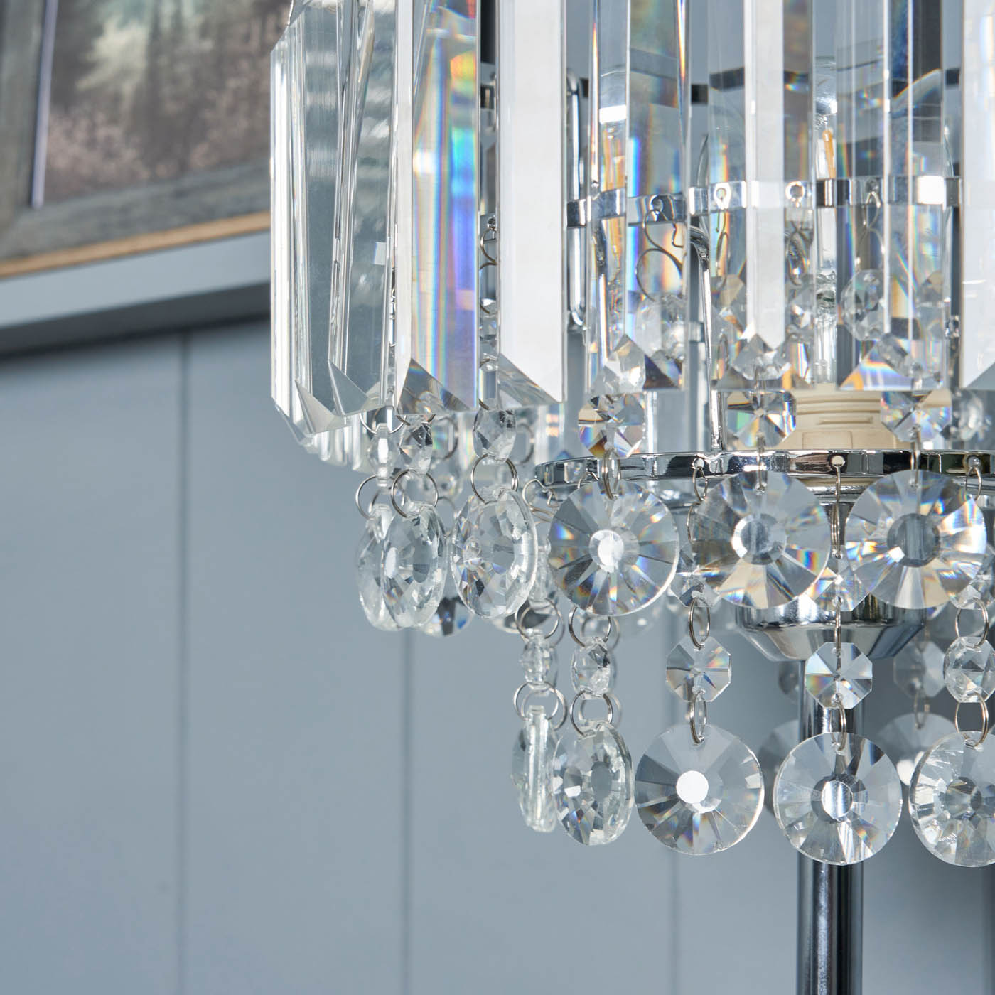 Inlight Table Lamp Tiered Glass Crystal Round Polished Chrome Effect (H)44cm - Image 9