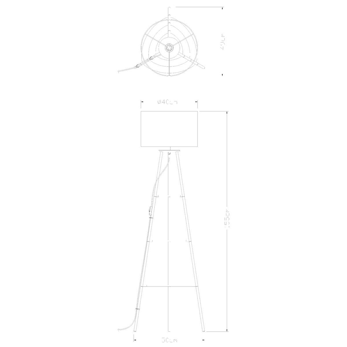 Floor Lamp 3 Tier Shelf Matt Terracotta Fabric Metal Living Room Modern 155cm - Image 2