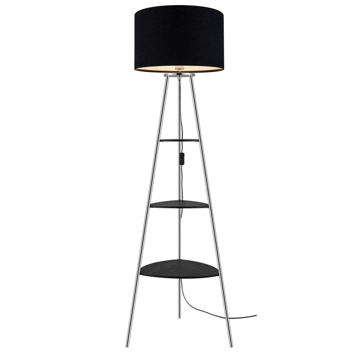 Floor Lamp 3 Shelves Black Chrome Effect Living Room Modern Industrial (H)155cm - Image 5