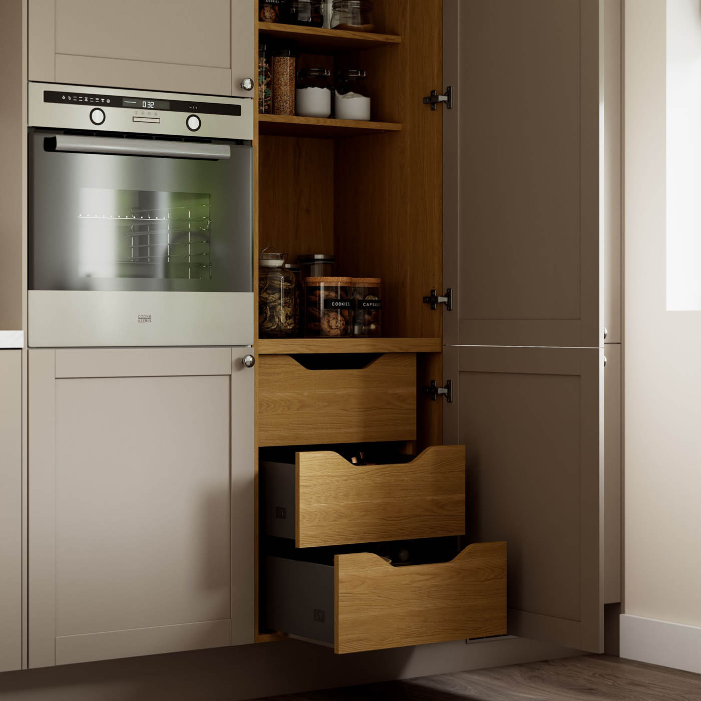Kitchen Internal 3 Drawer Front Matt brown Oak Effect Modern 715x56x18mm - Image 2
