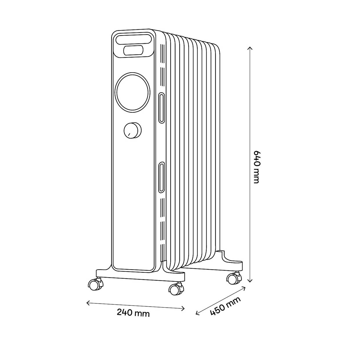 Oil Filled Radiator Electric Heater White Adjustable Thermostat Portable 2500W - Image 7