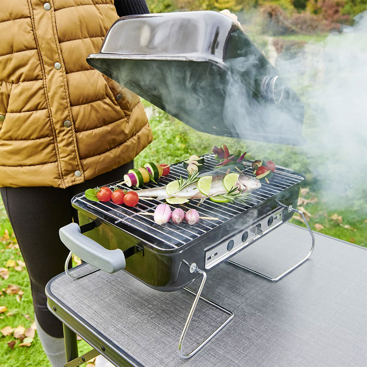 Habano Black Portable Charcoal BBQ Folding Garden Picnic Grill - Image 9