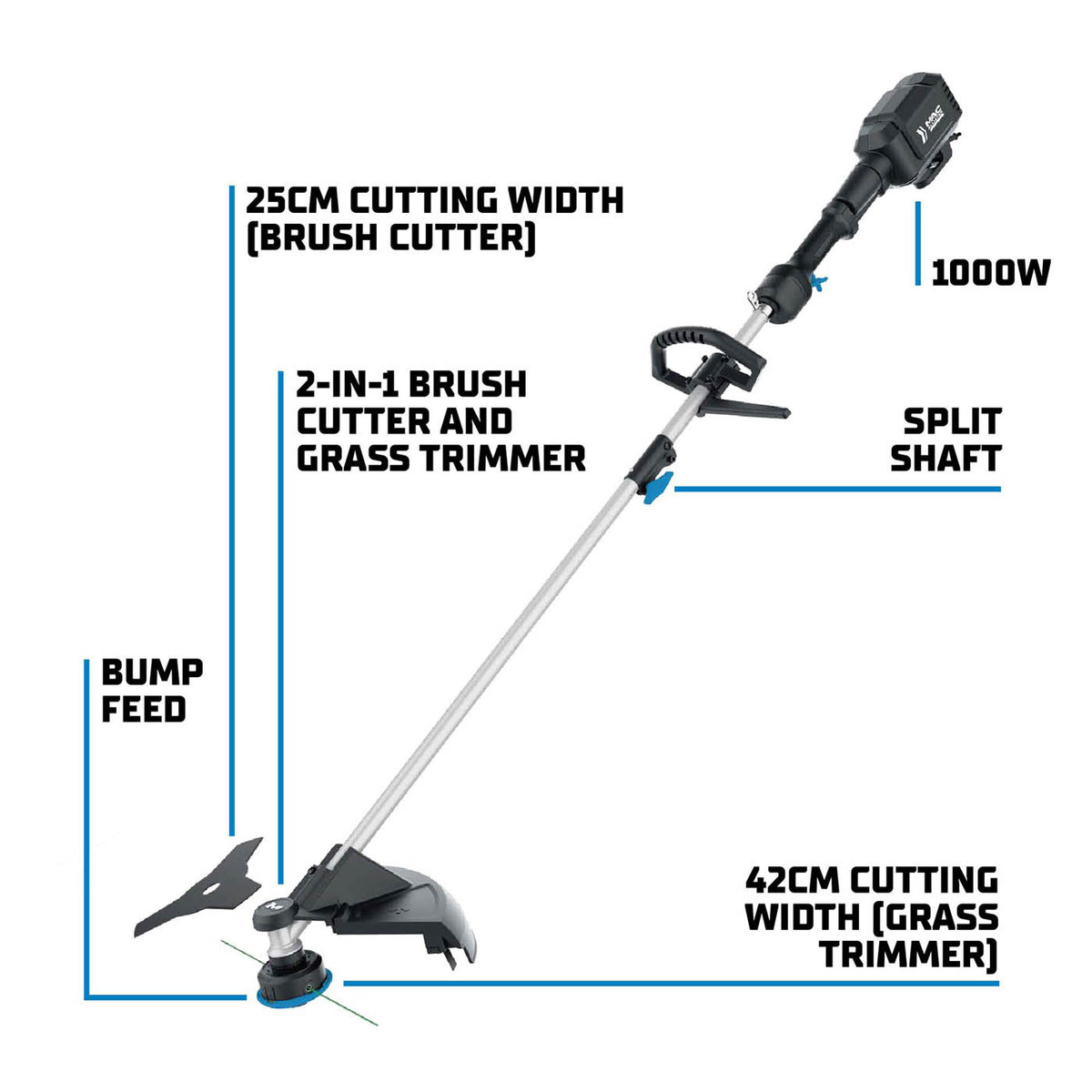 Mac Allister Brushcutter And Grass Trimmer 2IN1 Electric MCB1174GBC 42cm 1000W - Image 2
