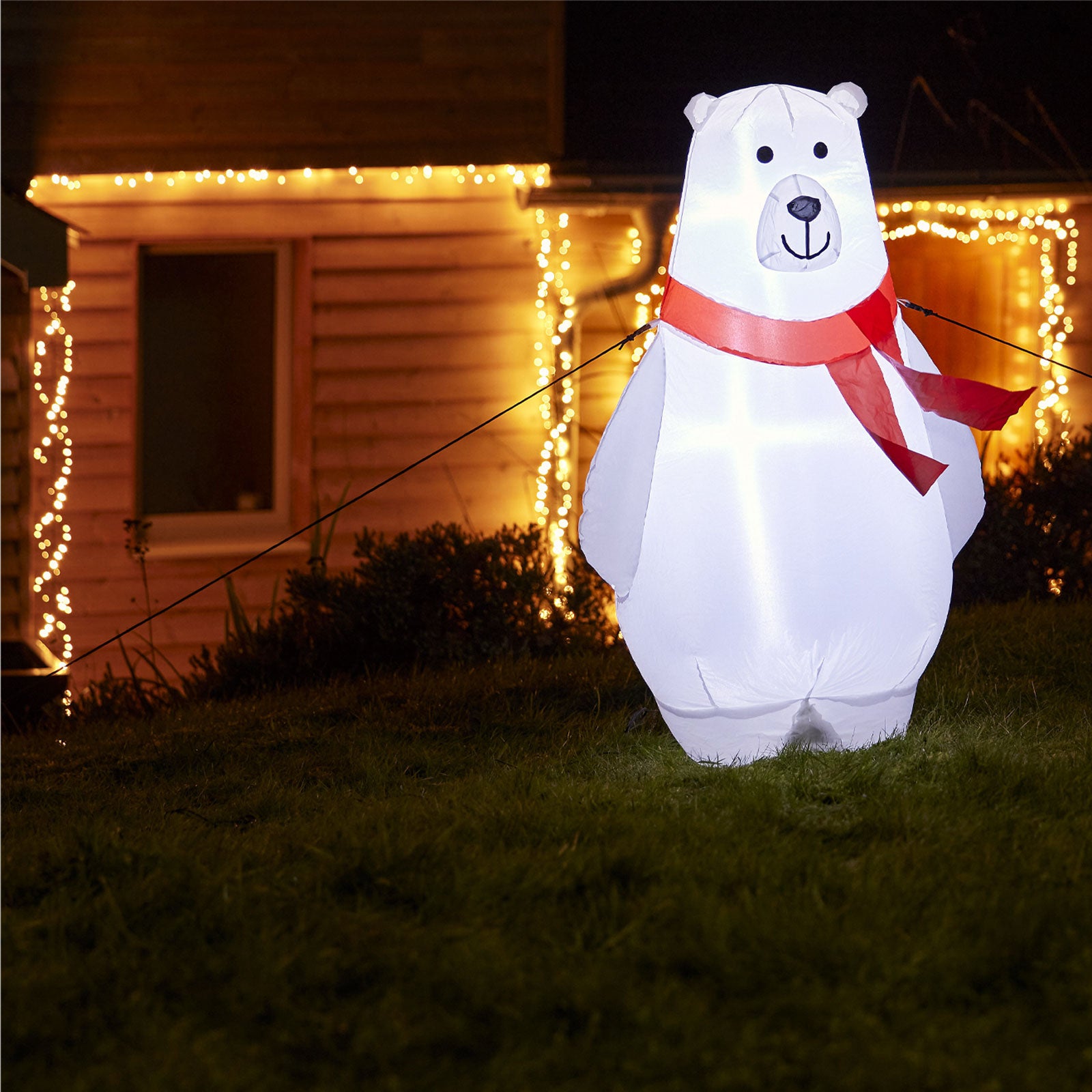 Inflatable Polar Bear LED Christmas Outdoor Decoration Ice White 3.5ft (H)1.05m - Image 1