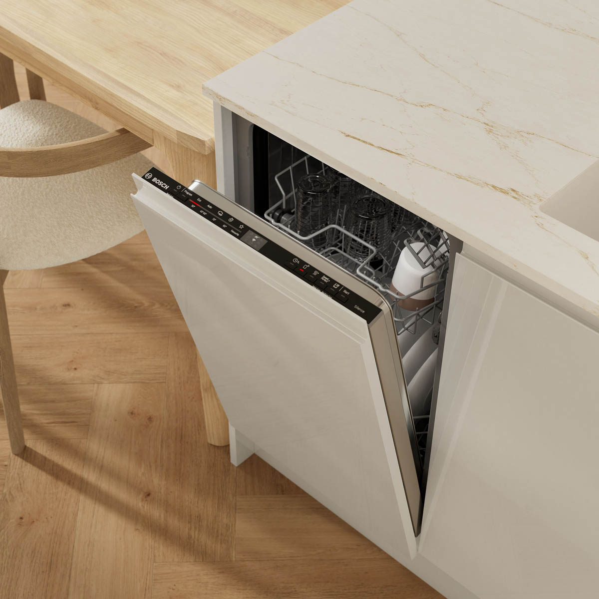 Bosch Integrated Slimline Dishwasher SPV2HKX42G White - Image 2