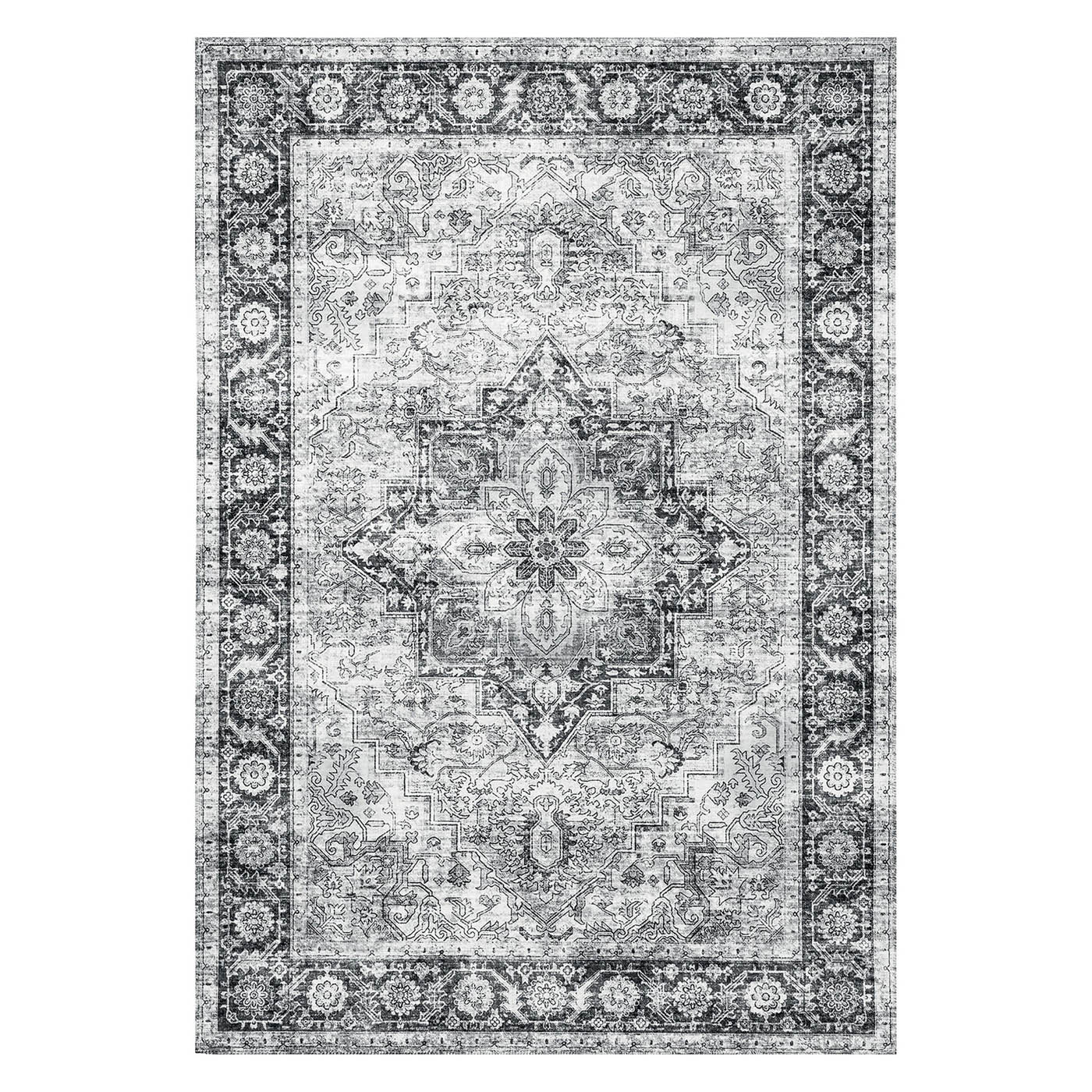 Medium Rug Chenille Grey Traditional Living Room Bedroom (L)170cm x (W)120cm - Image 1