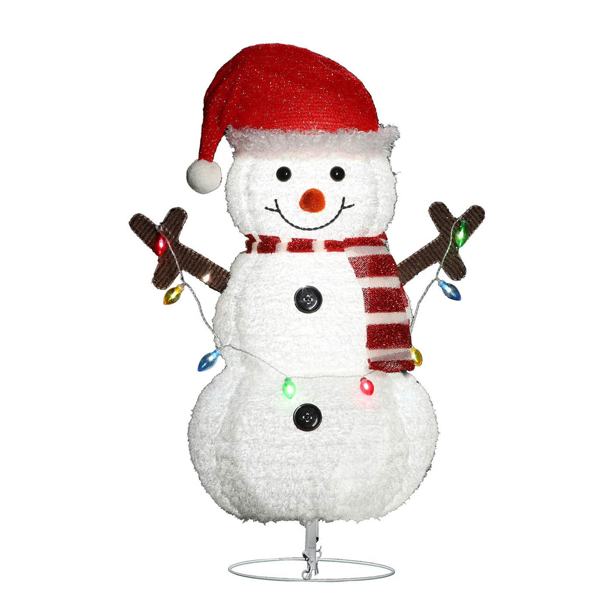 041 LED Christmas Snowman Silhouette Ice White Freestanding Decoration (H)80cm - Image 4