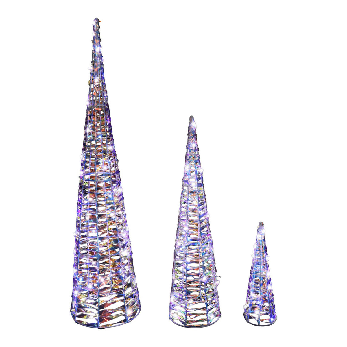Christmas Cone Trees Silhouette Ice White LED Freestanding 3 Pack (H) 750mm - Image 4