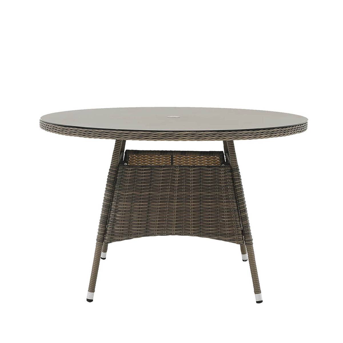 GoodHome Emali Round Dining Table 120cm Brown Rattan Effect Garden Patio - Image 7