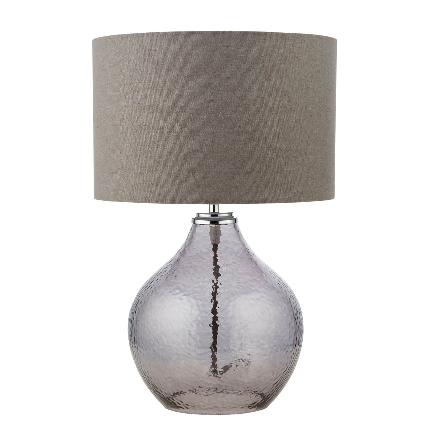 Table Lamp Smoke Grey Teardrop E14 Fabric Glass Bedroom Living Room Modern - Image 3