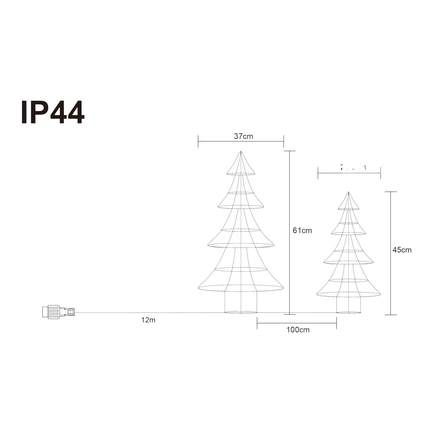 Christmas Trees Silhouette Green 80 LED Warm White Indoor Outdoor (H)610mm - Image 3